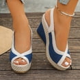 thumbnail image 2 of Fiaer Women's Platform Wedges Sandals Open Toe Buckle Slingback Cross Band Slip-On High Heels Vacation Beach Boho Sandals Blue 7, 2 of 8