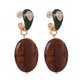 thumbnail image 1 of Colgante de piedra natural ojo de tigre con circonitas y pendientes esmaltados, diseño personalizado estilo retro, 1 of 3