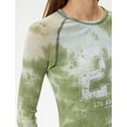 thumbnail image 5 of Mesh Detail T-Shirt Varsity Themed Tie-Dye Patterned Long Sleeve Cotton Slim Fit, 5 of 6