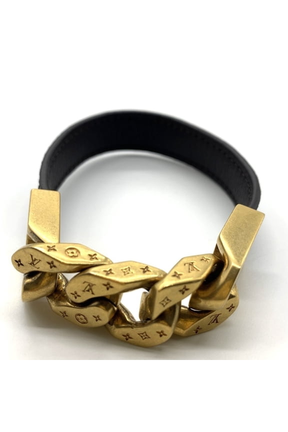 Pre-Owned Louis Vuitton Bracelet Mono Chain Monogram Canvas/Metal Men's M6784 Brown x Gold...