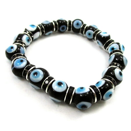 - Evil Eye Bracelet Glass Beads Stretch Fatima Hamsa Luck Amulet Jewelry Lampowork