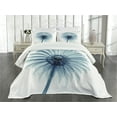 thumbnail image 3 of Ambesonne Modern Quilted Bedspread Set 3 Pcs, Daisies Flowers Plants, King Size, Teal White, 3 of 5