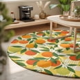 thumbnail image 3 of Large Round Rug 8Ft, Green Orange Non-Slip Washable Circle Rugs Carpet, Summer Botanical Leaves Watercolor Checkered Indoor Outdoor Rug Floor Mats Throw Runner for Bedroom Living Room Bathroom, 3 of 8