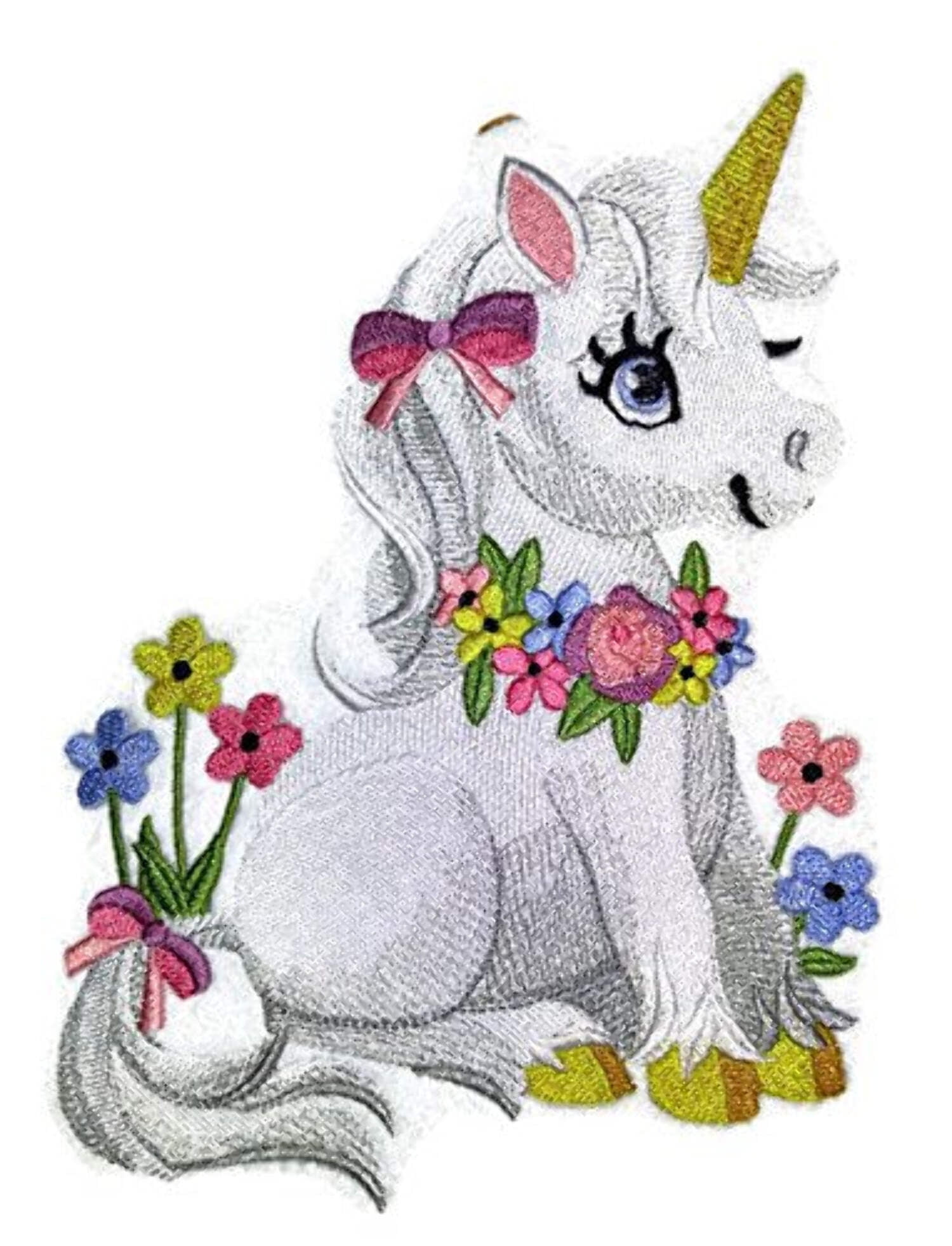 Soft and Sweet Unicorn Embroidery Iron On/Sew Patch [7.8" X 5.7"]