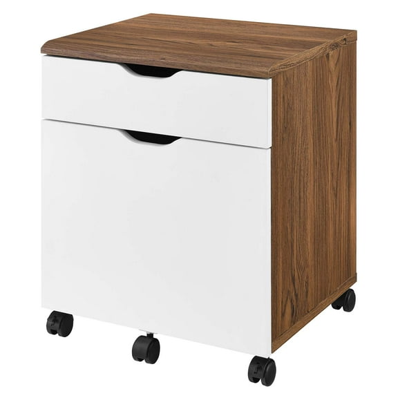 Computer Work File Cabinet, White Walnut, Wood, Modern Contemporary, Mid Century Home Business Office Furniture