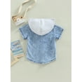 thumbnail image 4 of Bagilaanoe Toddler Baby Boy Denim Shirts Casual Hooded Sweatshirt Short Sleeve Pullover 6M 12M 18M 24M 3T 4T 5T Kids Summer Loose Tee Tops, 4 of 8