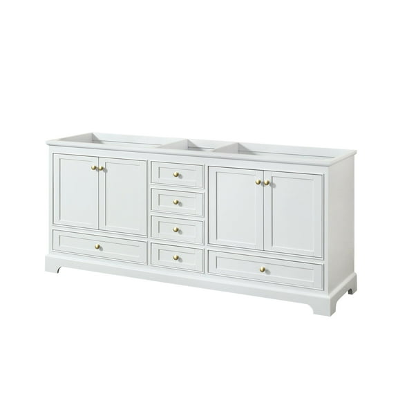 Wyndham Collection Deborah 80" No Sink Wood Double Bathroom Vanity in Gold/White
