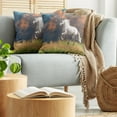 thumbnail image 5 of Ambesonne Animal Throw Pillow Cover 2 Pack, Andalusian Horse Dusk, 24", White Orange Green, 5 of 7