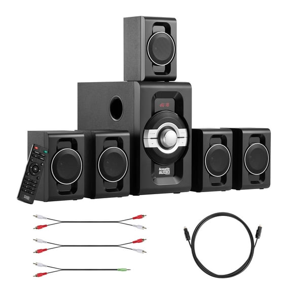 Acoustic Audio by Goldwood AA5240 Home Theater 5.1 Bluetooth Speaker System with Optical, USB and SD Inputs, Black