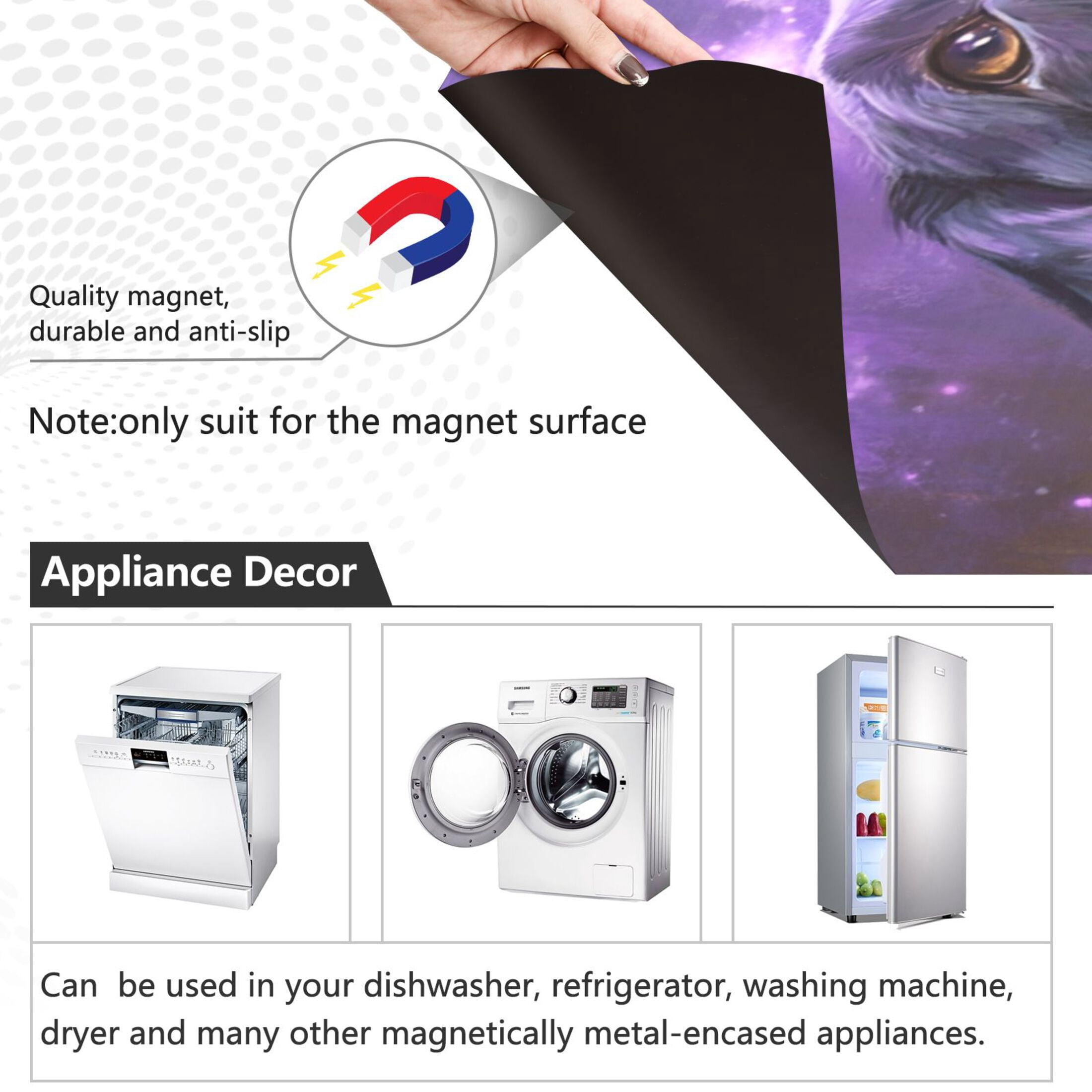 Dishwasher Magnetic Sticker 23x26 Inch Refrigerator Magnetic Sticker Washing Machine Magnetic Sticker Kitchen Panel Magnetic Sticker Home Decor Magic Book Dog
