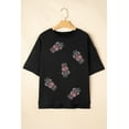 thumbnail image 3 of Women's Black Sequin Crawfish Graphic High Low Loose T-Shirt - Perfect for Summer | [ZhiHiMeRi] | (US 12-14)L, 3 of 5