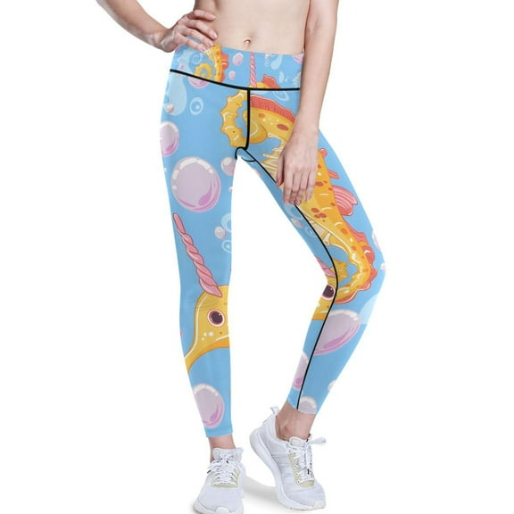 Ckdifva Seahorse and Bubble Yoga Pants with Pockets for Women Workout Athletic Yoga Leggings