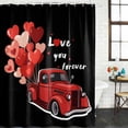 thumbnail image 2 of Valentine's Day Bathroom Shower Curtains with 12 Hooks Polyester Waterproof Shower Curtain for Stalls and Bathtubs Red Love Heart Truck Black Modern Art Decorative Bathroom Curtain 54x78 Inches, 2 of 9