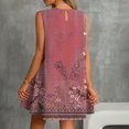 thumbnail image 6 of Womens Summer Dress with Pockets Floral Print Sleeveless Loose Crew Neck Tank Short Dress Pleated Swing Sundress (XL, Watermelon Red), 6 of 7