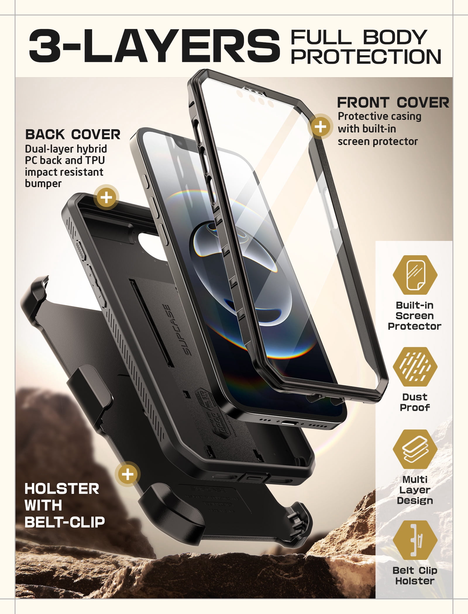 SUPCASE for iPhone 16e Case with Screen Protector (Unicorn Beetle Pro)
