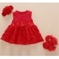 thumbnail image 3 of ENFLASH Infant 3D Floral Dress Newborn Baby Wedding Birthday Tutu Dresses Headband Shoes, 3 of 12