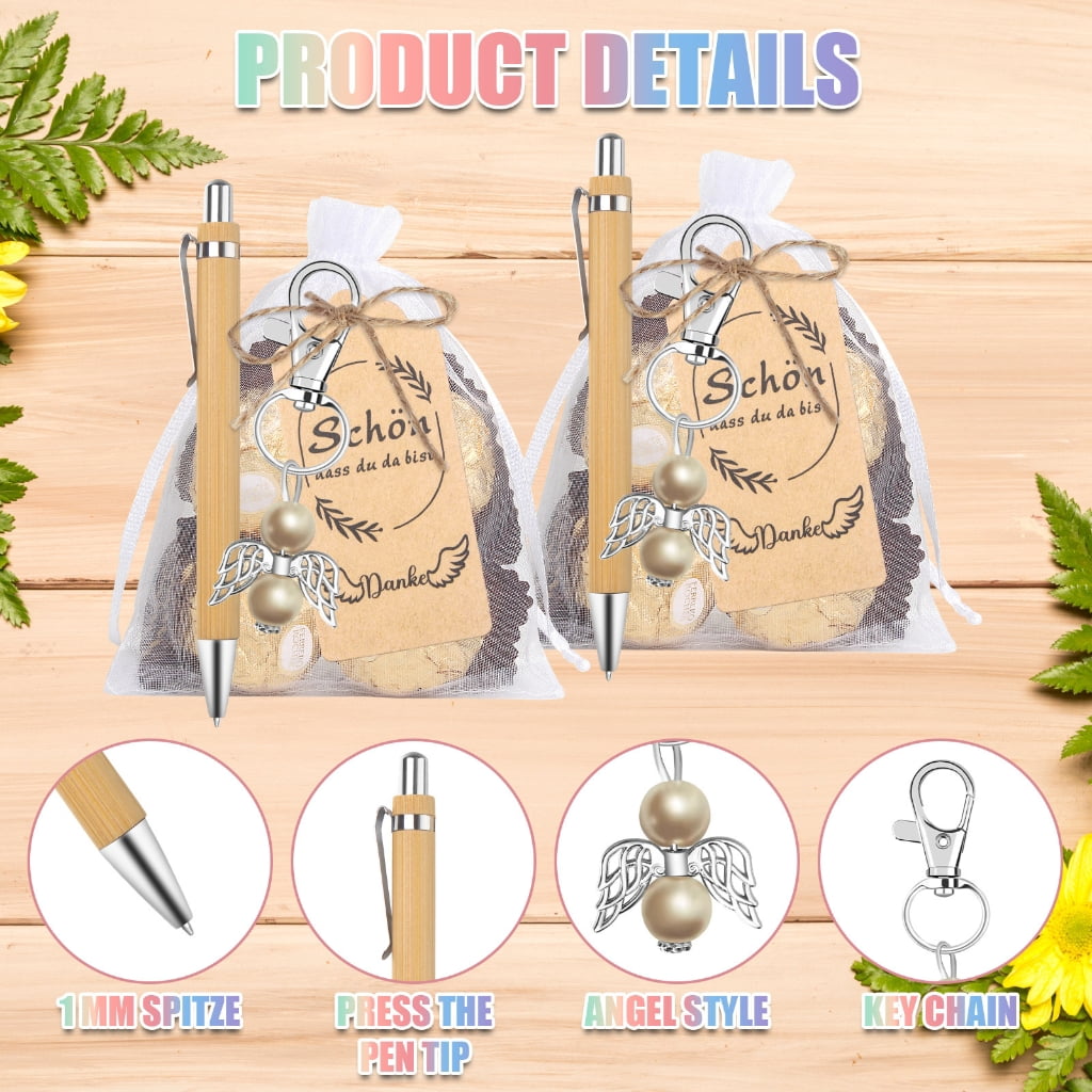 25Pcs Angel Keychain Retractable Ballpoint Pen Set for Baby Showers Wedding