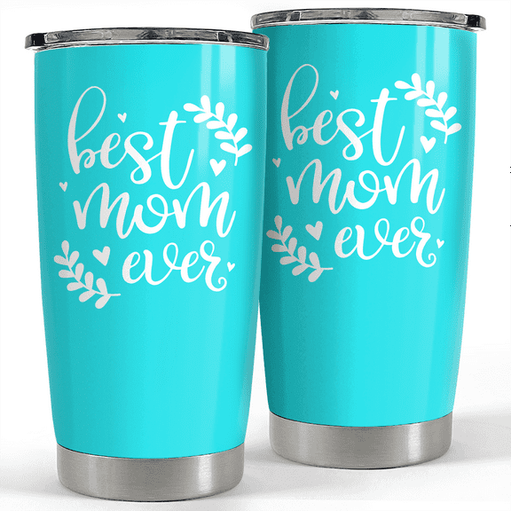 SANDJEST Best Mom Ever Tumbler - 20 oz Christmas Gift for Mother Stainless Steel Mint Coffee Travel Mug - Mama Birthday Tumblers Gifts Idea - Great Present Set for your Mommy