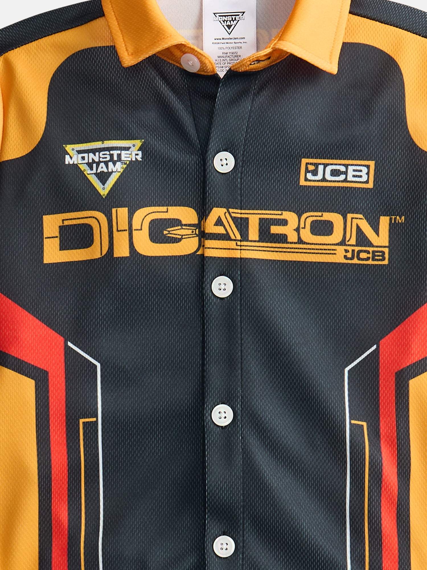 Monster Jam Digatron Toddler Boys Button Shirt with Short Sleeves, Sizes 12M-5T
