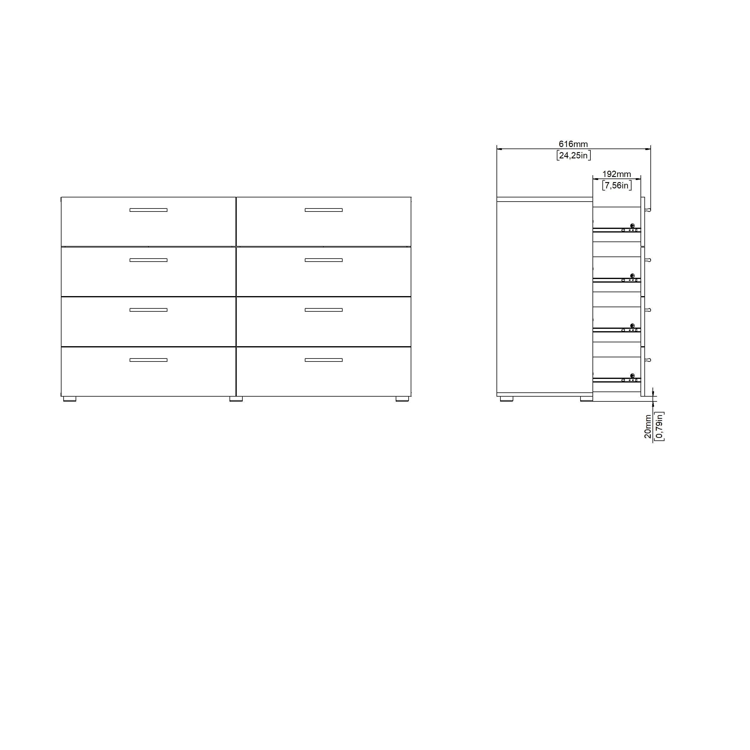 Tvilum Loft 8 Drawer Double Dresser for Adults, Black Woodgrain