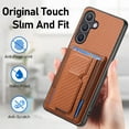 thumbnail image 6 of SaniMore for Samsung Galaxy S20 FE Case, PU Leather Carbon Fibre Anti-scratch Adjustable Stand Card Slots [RFID Blocking] Shockproof Anti-fall Anti-fingerprint Wallet Shell for Men Women, Brown, 6 of 10