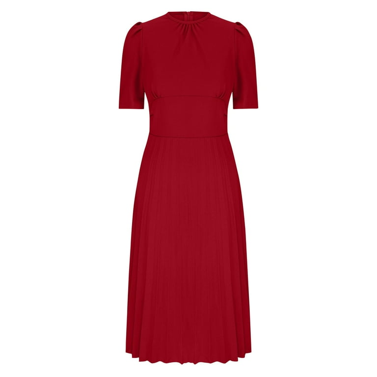 short sleeve pleated midi dress Short Sleeve Pleated Midi Dress Black White