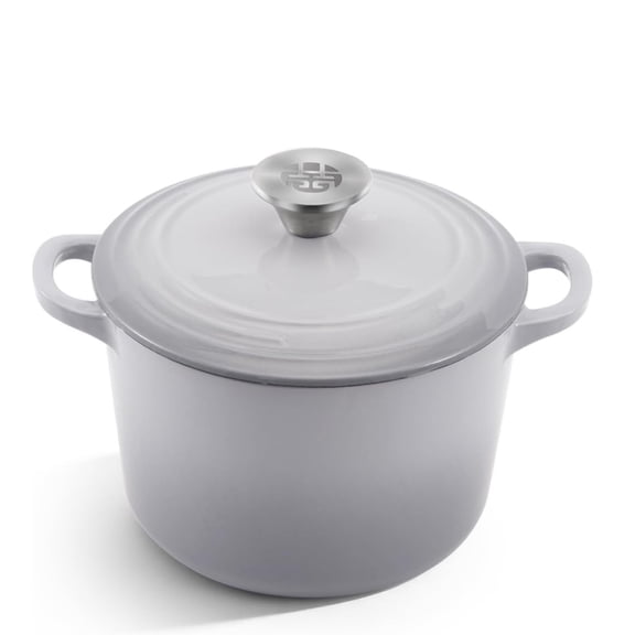 Enameled Cast Iron Dutch Oven With Lid, 3.3 Quart, Grey, Dual Side