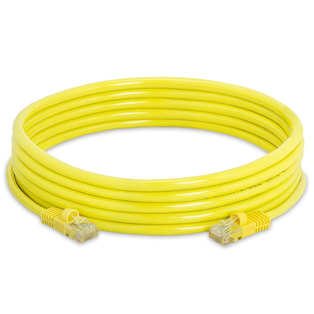 Cmple - 10 Pack Cat5e Ethernet Cable 15ft Computer Router Cables with RJ45 Connectors 1Gbps Ethernet Patch Cord 350Mhz Lan Wire - Yellow