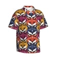 thumbnail image 2 of Fotbe Fox Face Hawaiian Shirt for Men Unisex Summer Beach Casual Short Sleeve Cotton Linen Button Down Shirts-XX-Large, 2 of 9