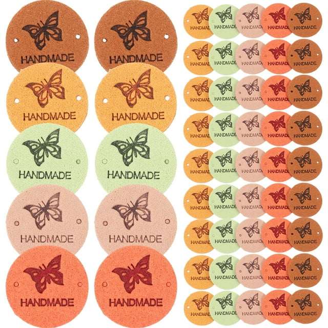 MasteelfCA 50pcs Handmade Labels Leather Labels Crochet Labels Clothing Labels with Holes