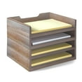 thumbnail image 1 of Bindertek Stacking Wood Desk Organizers with 4 Letter Tray Kit, Driftwood (WK6-DR), 1 of 3