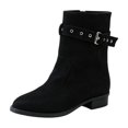 thumbnail image 2 of OKBOP Women's Heeled Boots Buckle Strap Zip-Up Block Heel Round Toe, 2 of 5