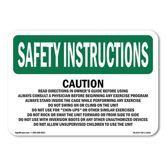 OSHA SAFETY INSTRUCTIONS Sign - Caution Read Directions In Owner's Guide | Decal | Protect Your Business, Work Site, Warehouse | Made in the USA