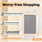 Frestec 3.2 Cu. Ft. Mini Fridge with Freezer, Compact Refrigerator for Bedroom, Dorm, and Office, Energy-Saving, Low-Noise, Adjustable Thermostat (Grey)