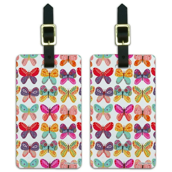 Colorful Butterflies Luggage ID Tags Suitcase Carry-On Cards - Set of 2