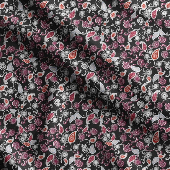Soimoi Asian Paisley Print, Silk Fabric, Decor Sewing Fabric by The Yard 42 Inch Wide,Decorative Fabric for Shirts Suits Ties, Black