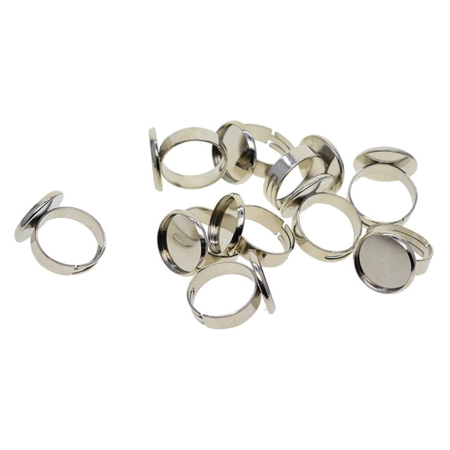 10 ajustes de almohadilla de base de espacios en blanco de ajustable a Platino Sunnimix Bisel de anillo en blanco de bricolaje