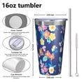 thumbnail image 4 of 16oz Tumblers Pioneer Flower Floral Print Pattern Stainless Steel Vacuum Insulated Double Wall Travel Tumbler Cups Mug with Lid and Straw,Cleaning Brush for Coffee,Tea, 4 of 4