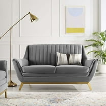 Modway Winsome Channel Tufted Performance Velvet Loveseat in Gray