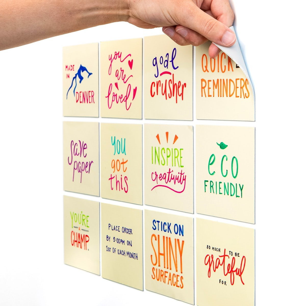 M.C. Squares Stickies Yellow Reusable Sticky Notes 4x4 12Pack 2Year