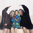 thumbnail image 5 of DarkBlue Dinosaurs Pattern Blanket Hoodies for Kids 6-13YR Oversize Wearable Blanket Hoodies for Boys Girls Teens, 5 of 7