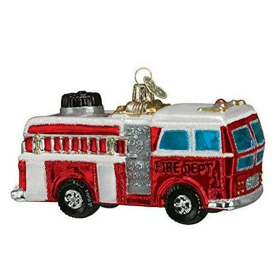 Old World Christmas Ornaments: Fire Truck Glass Blown Ornaments for Christmas Tree