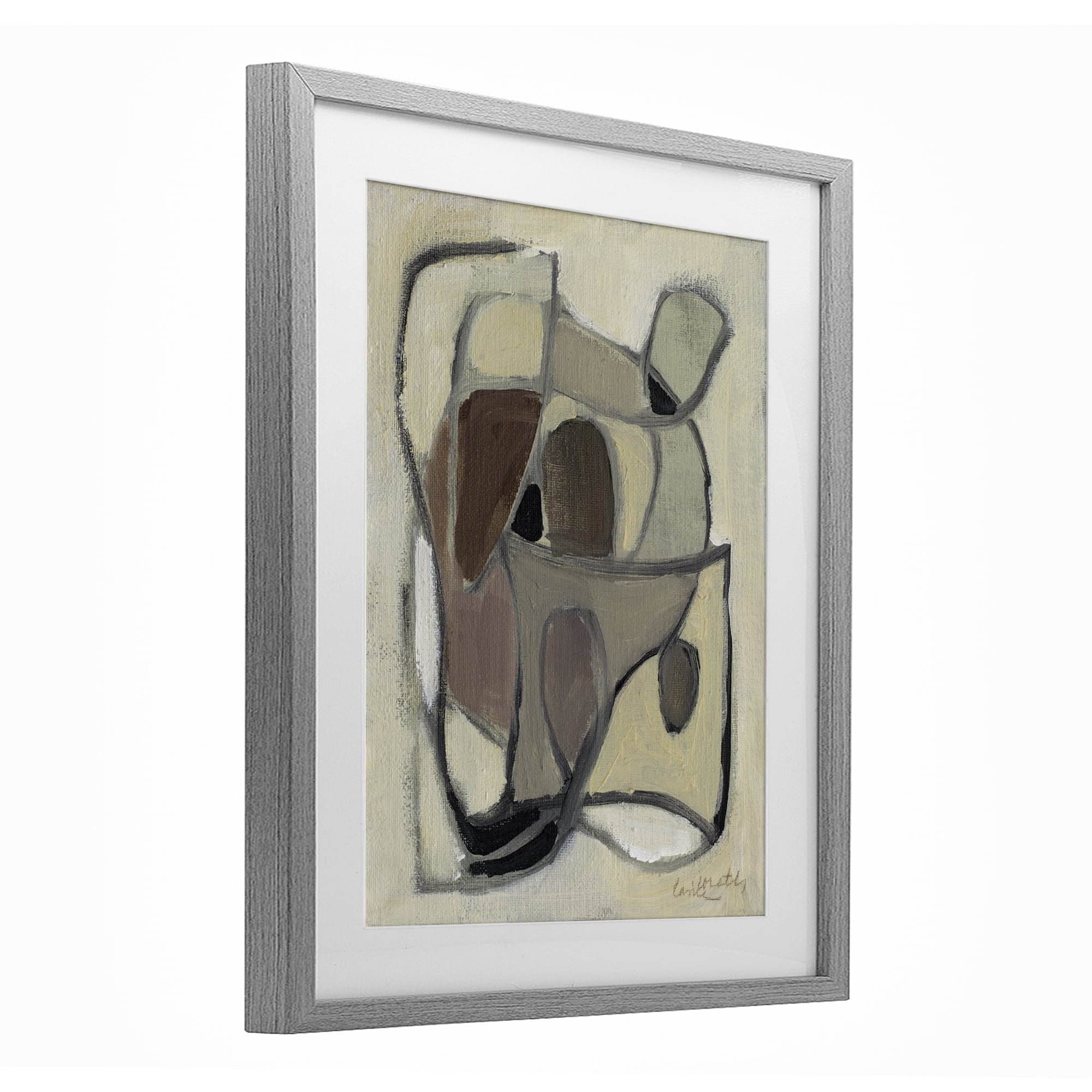 Stupell Industries Rustic Curved Shapes Abstract Gray Framed Print Under Glass, design by Lanie Loreth