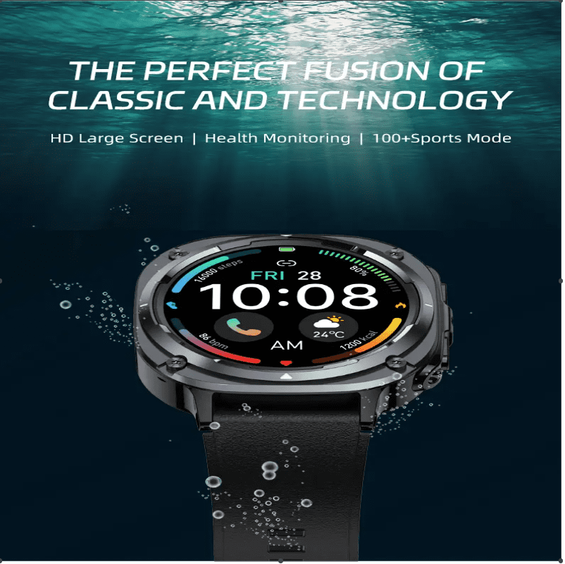 Smart Watch for Men iPhone Android, 1.39" HD Touchsreen, Bluetooth Call and Music Control, Fitness Tracker, 110+ Sports Modes, IPX8 Waterproof, Black