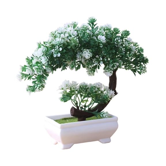 Bcylexb Artificial Fake Potted Plants, 7" UV Resistant Faux Greenery Plants Silk Potted Tree Plants for Outdoor Home Office Porch Garden Decor