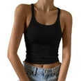 thumbnail image 2 of FAOWME Womens Tank Top Sleeveless Spaghetti Strap Solid Color Comfortable Slim Fit Camisole For Casual Daily Wear,Black,L, 2 of 4