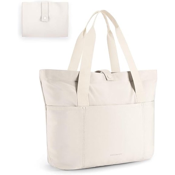 Tote Bag for Women, Foldable Tote Bag With Zipper Travel Large Shoulder Bag Handbag for Work, Pink