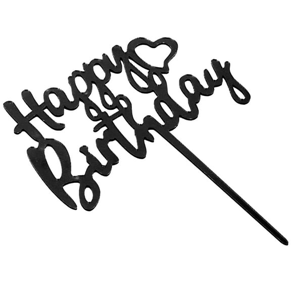 FRCOLOR Happy Birthday Cake Topper Acrylic Black for Party Use Cupcake Decor 10 Pieces