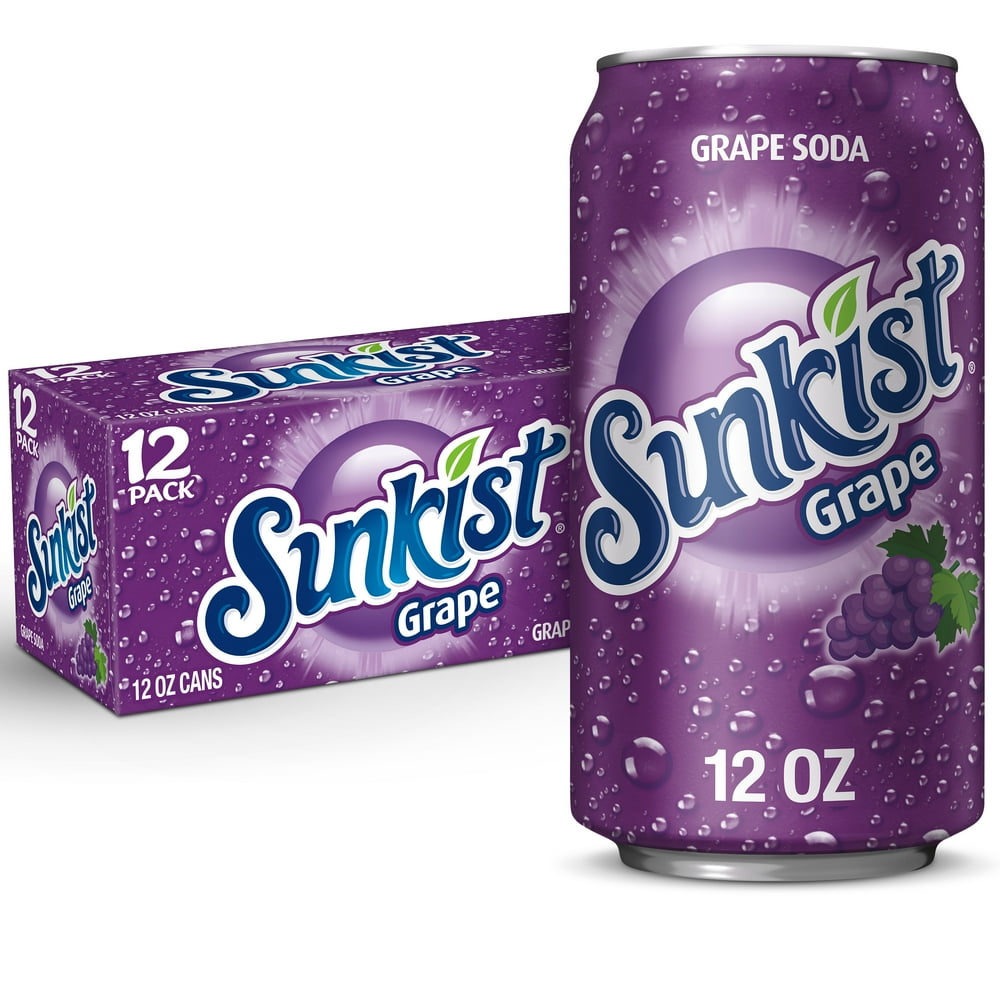 Sunkist Grape Soda, 12 fl oz cans, 12 pack