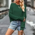 thumbnail image 2 of Women's Solid Color Sweater Round Neck Long Sleeve Drop Shoulder Loose Fit Comfy Casual Knit Tops Fall 2025, 2 of 4